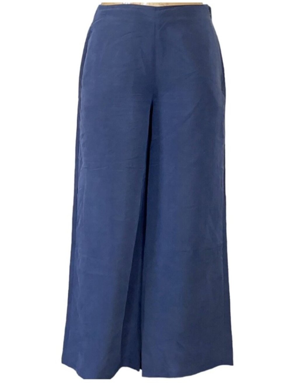 J. Jill Silky Modal Blend Wide Leg Cropped Pants w/ Pockets XS Blue‎ 289G